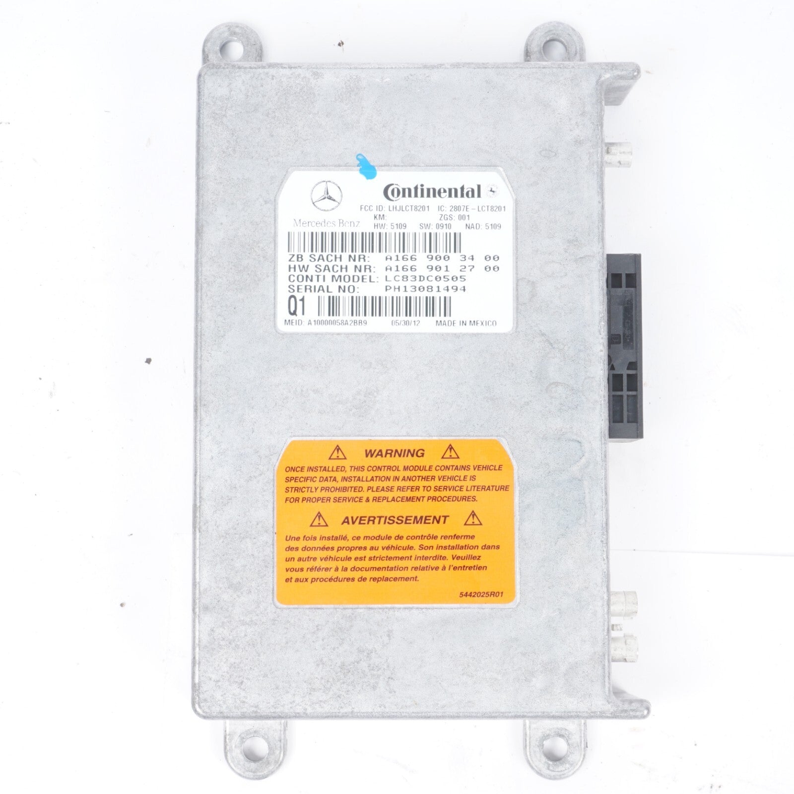 07-13 Mercedes W221 S550 Voice Communication Control Module A1669003400 OEM