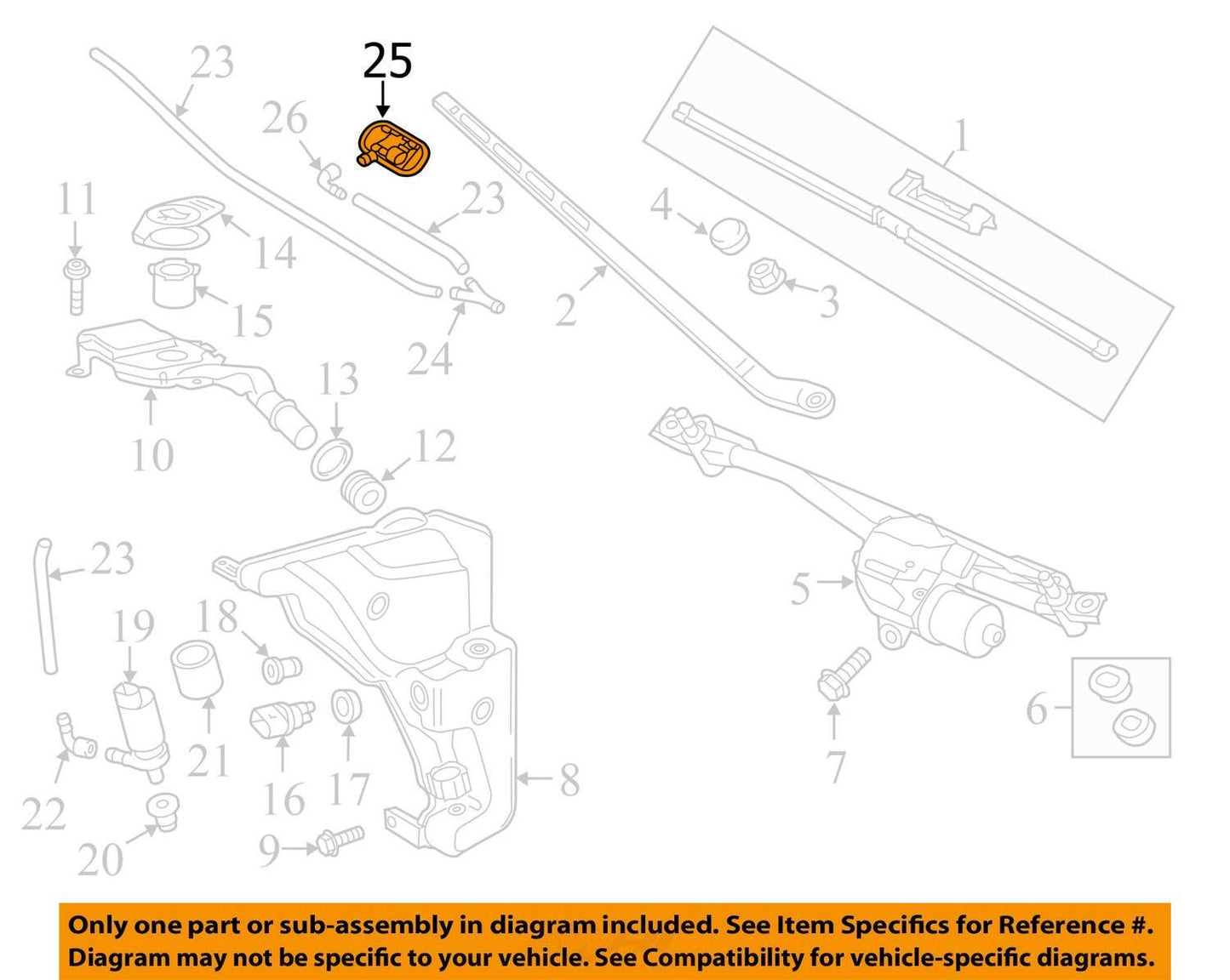 12-18 AUDI C7 A6 S6 A7 S7 HEATED WATER JET WASHER SPRAY NOZZLE W/ LINE HOSE OEM
