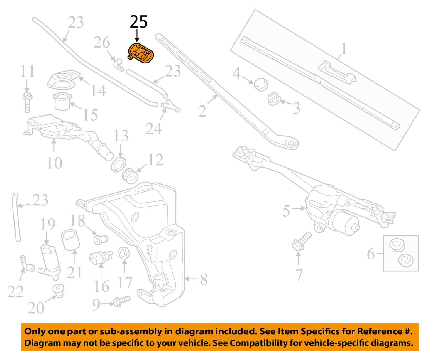 12-18 AUDI C7 A6 S6 A7 S7 HEATED WATER JET WASHER SPRAY NOZZLE W/ LINE HOSE OEM