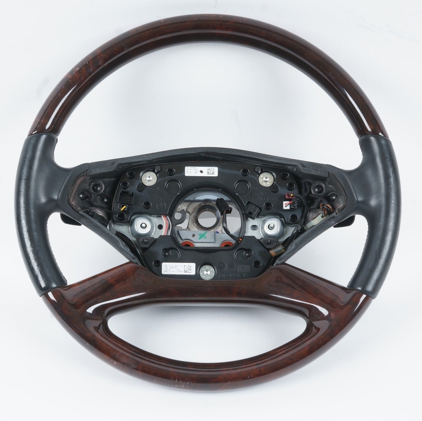 2010-2014 MERCEDES W221 S550 STEERING WHEEL WOOD TRIM BLACK W/ PADDLE OEM