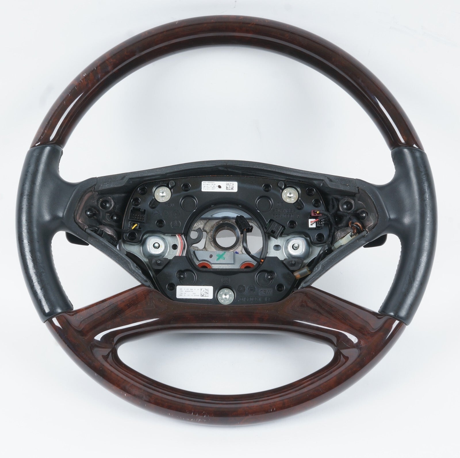 2010-2014 MERCEDES W221 S550 STEERING WHEEL WOOD TRIM BLACK W/ PADDLE OEM