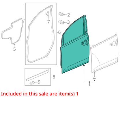 2013 - 2017 Honda Odyssey Passenger Right Front Door Shell Electric