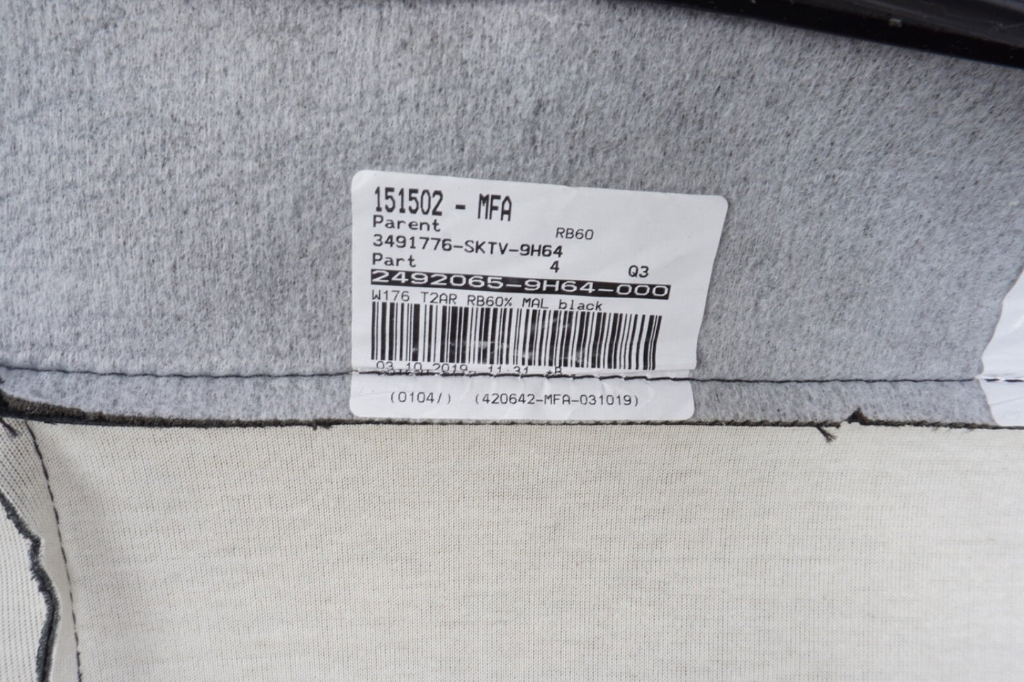2015-2020 MERCEDES GLA250 REAR LEFT SIDE 2ND ROW SEAT UPPER CUSHION BACKREST OEM