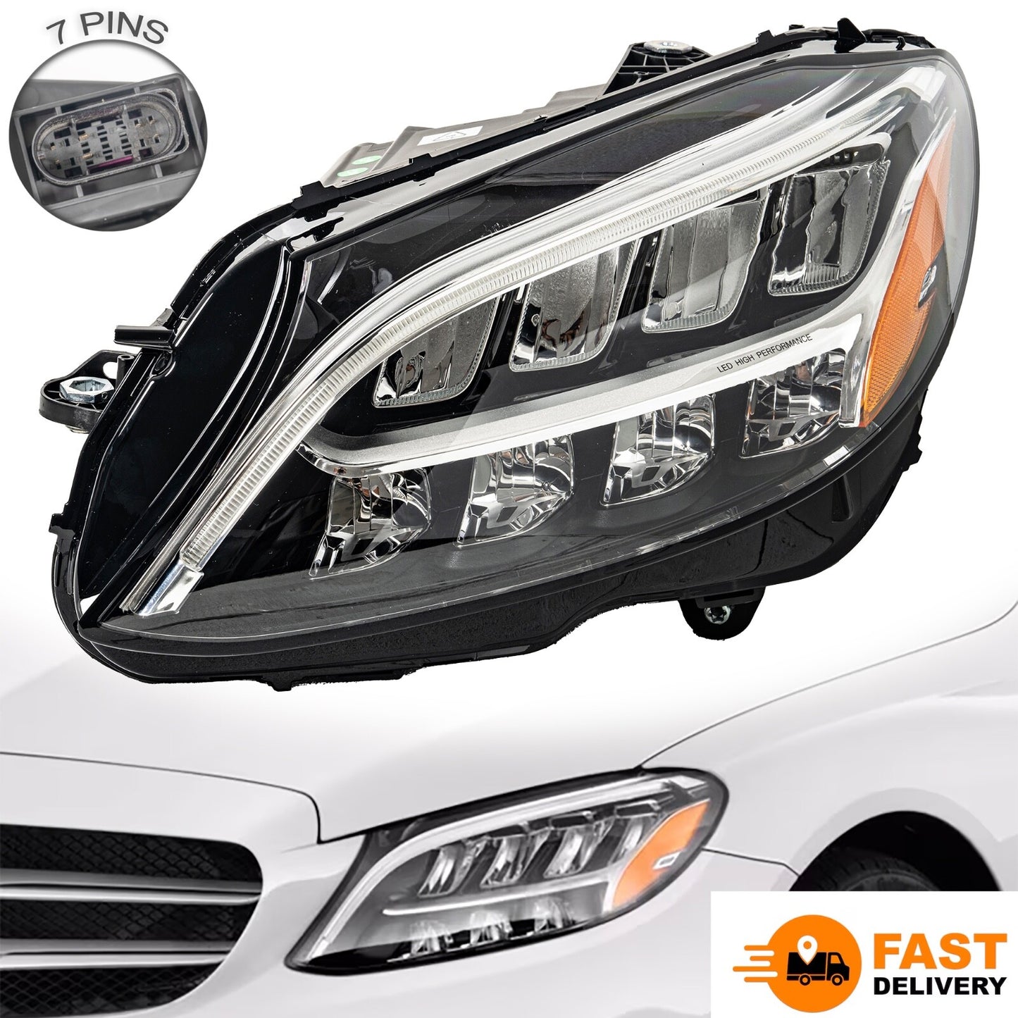 For 2019-2021 Mercedes-Benz W205 C300 C43 Full LED Headlight Left Driver Side