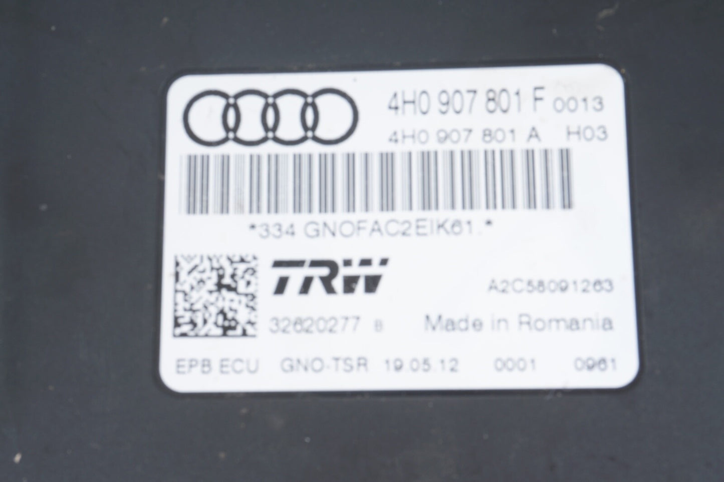 AUDI PORSCHE PARKING BRAKE CONTROL MODULE COMPUTER 4H0907801F