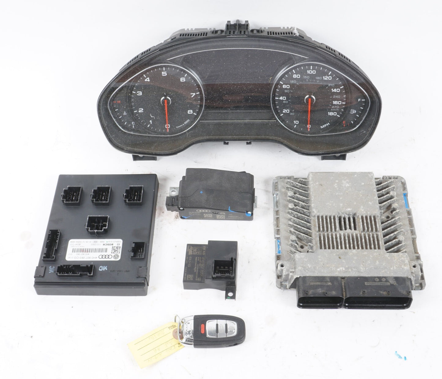 12-14 AUDI A8L A8 3.0L ECM BCM IGNITION SET KEY MODULE CLUSTER OEM