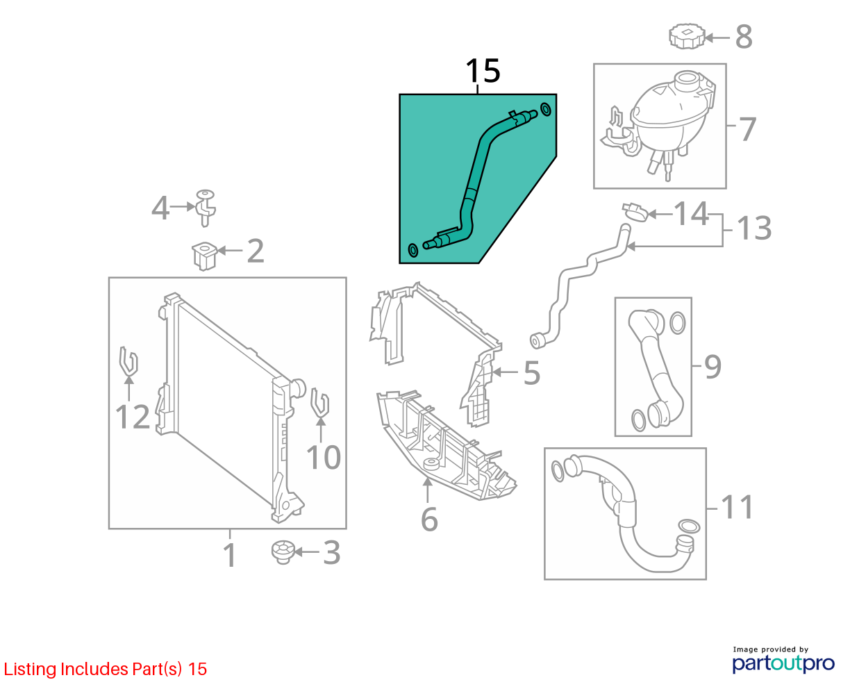 2010 - 2016 Mercedes W212 E350 Engine Motor Cooling Radiator Hose Pipe OEM