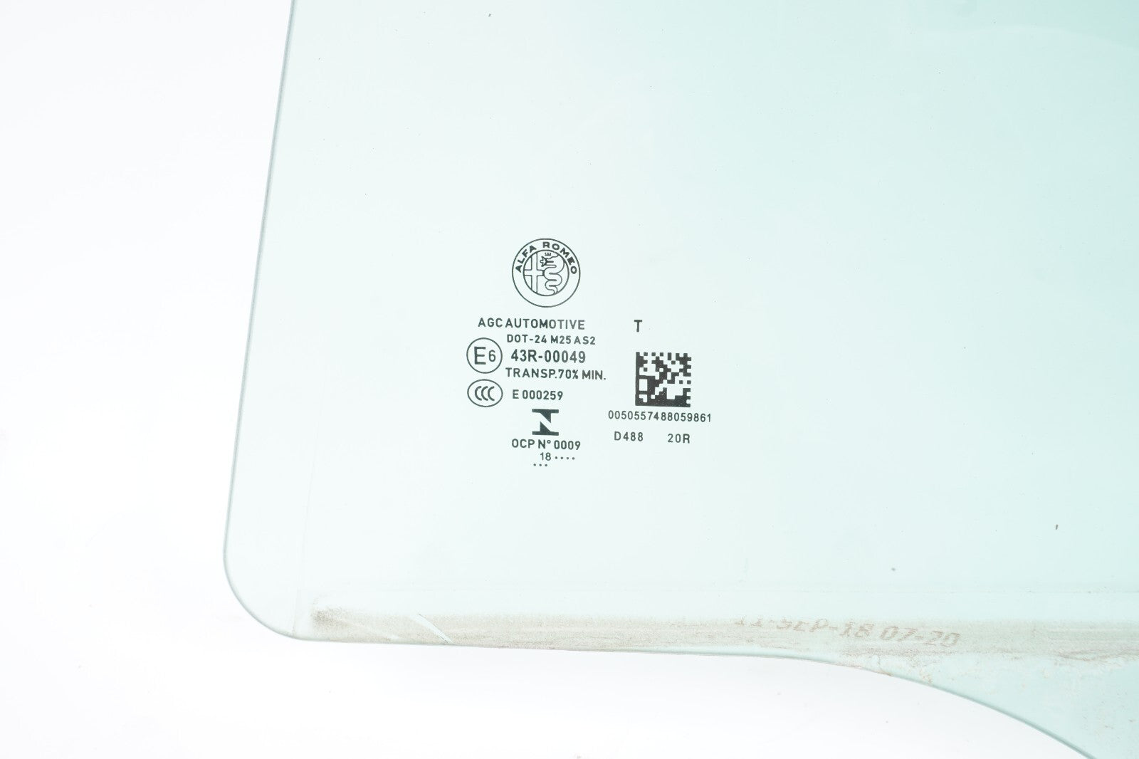 17 - 24 Alfa Romeo Giulia REAR LEFT DRIVER  SIDE DOOR WINDOW GLASS OEM