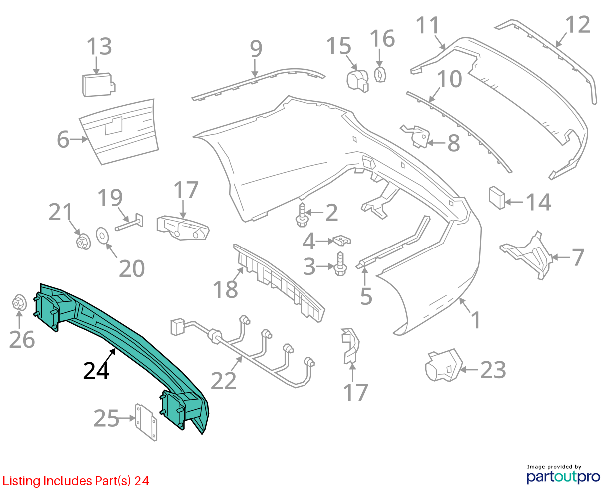 2011 - 2017 Mercedes E350 E550 Convertible Coupe Rear Bumper Reinforcement OEM