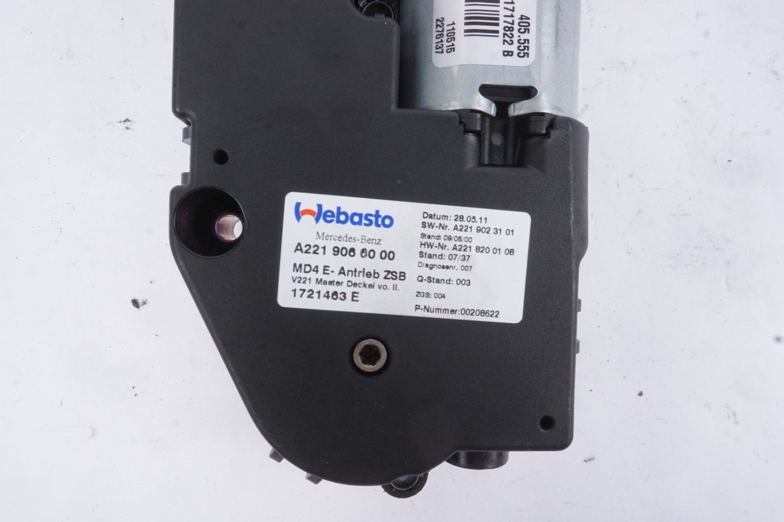 2007 - 13 Mercedes S550 S600 S400 W221 Upper Sunroof Sun Roof Motor A2219066000