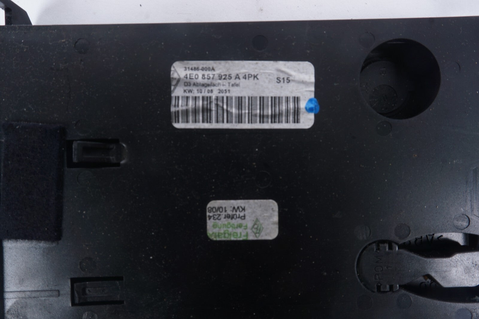 2004  - 2010 Audi A8 A8L Dash Tray Storage Bin 4E0857925A OEM