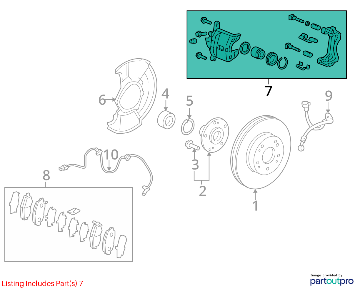 2019 - 2022 Acura ILX OEM Right Front Brake Caliper W/HOSE