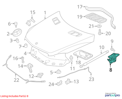 12-19 Mercedes X166 ML350 GL550 Hood Hinge Left & Right OEM