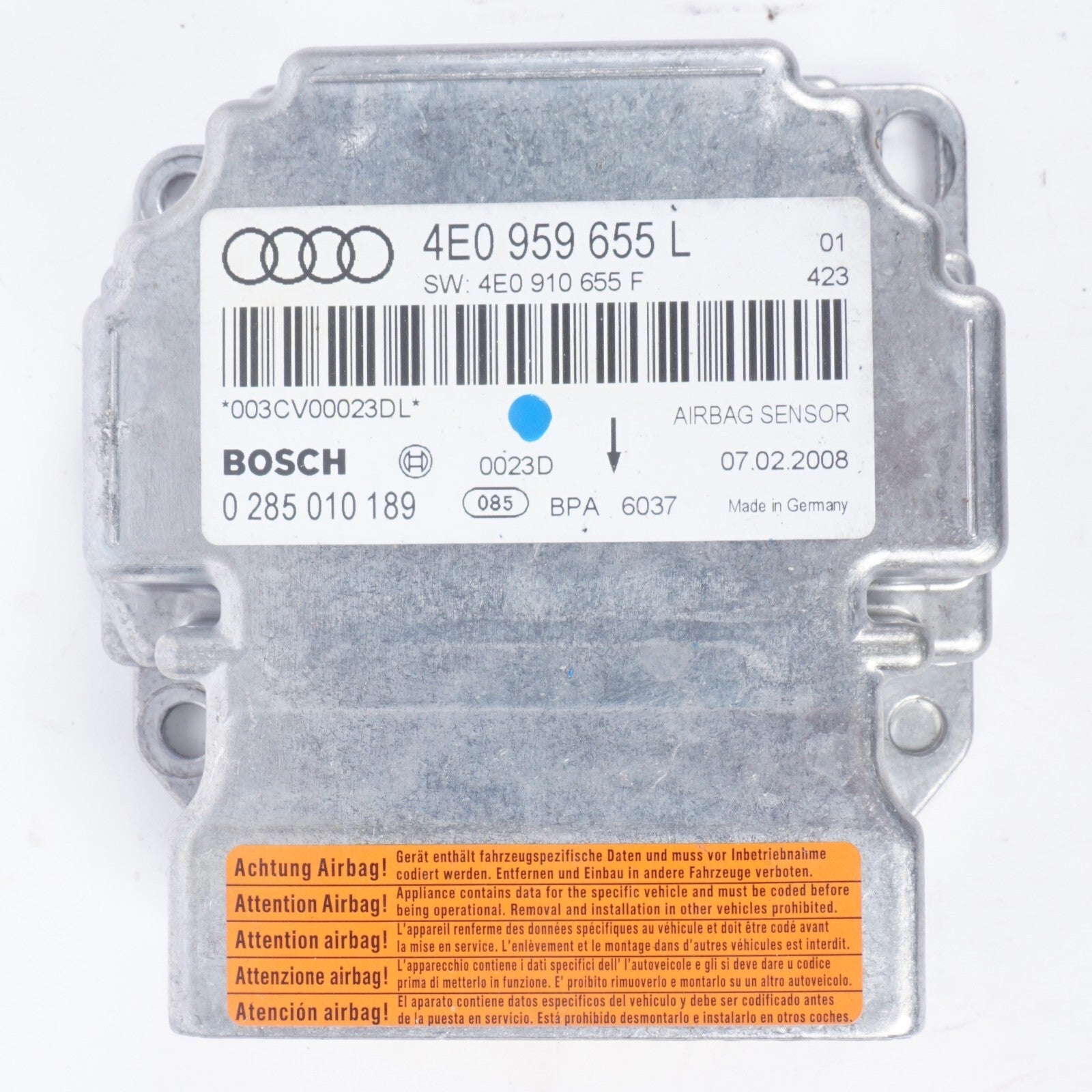 2007  - 2010 Audi A8 A8L Control Module Computer 4E0959655L OEM
