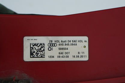 2011-2014 AUDI A8 A8L TAIL LIGHT RIGHT PASSENGER SIDE INNER 4H0945094A OEM
