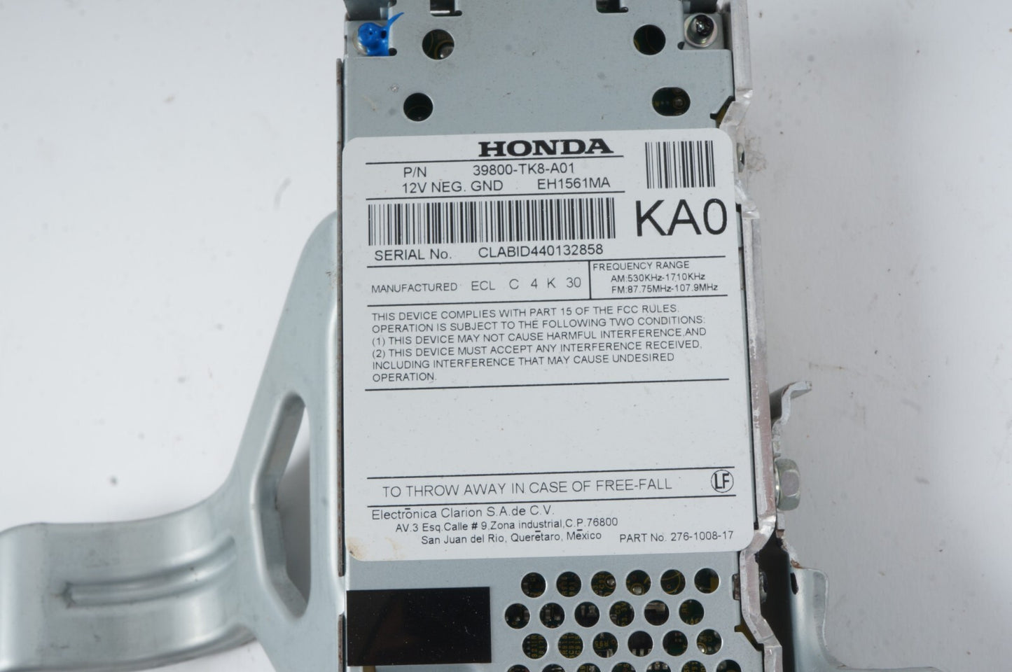 2014 - 2017 HONDA ODYSSEY RADIO AUDIO XM SATELLITE RECEIVER 39800-TK8-A01  OEM