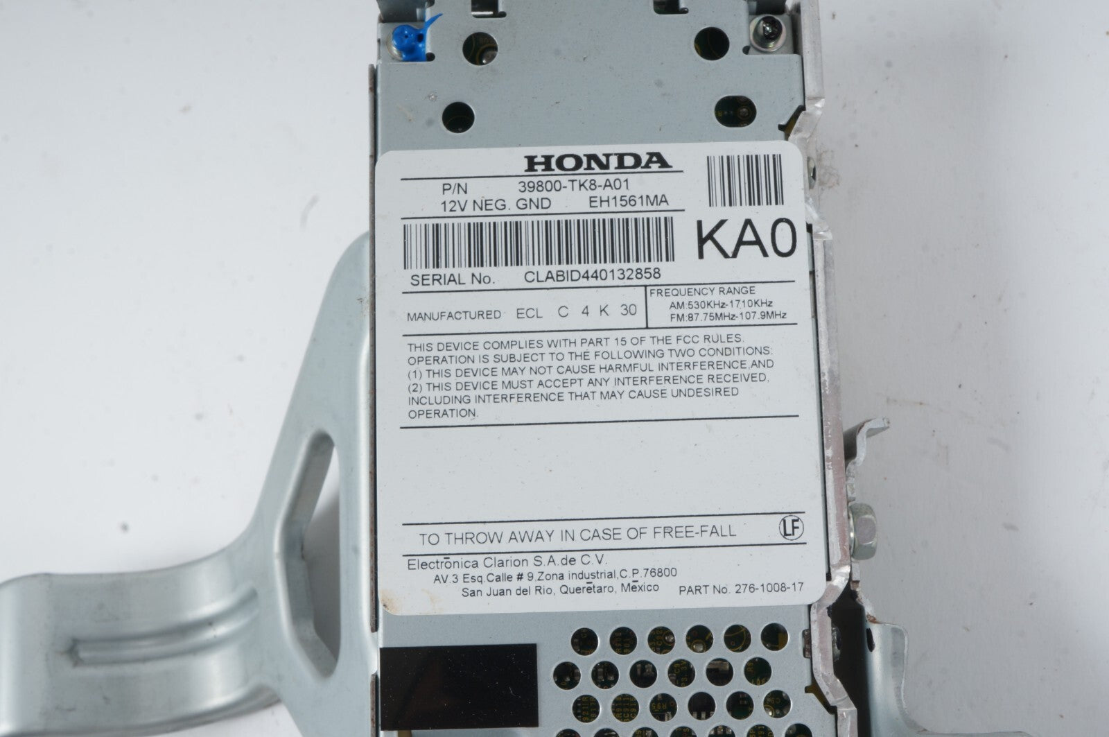 2014 - 2017 HONDA ODYSSEY RADIO AUDIO XM SATELLITE RECEIVER 39800-TK8-A01  OEM