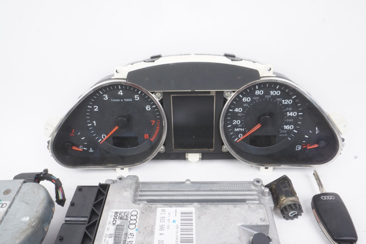 2007 2008 Audi A6 4.2L Ignition Set Key Lock Module Instrument Cluster OEM