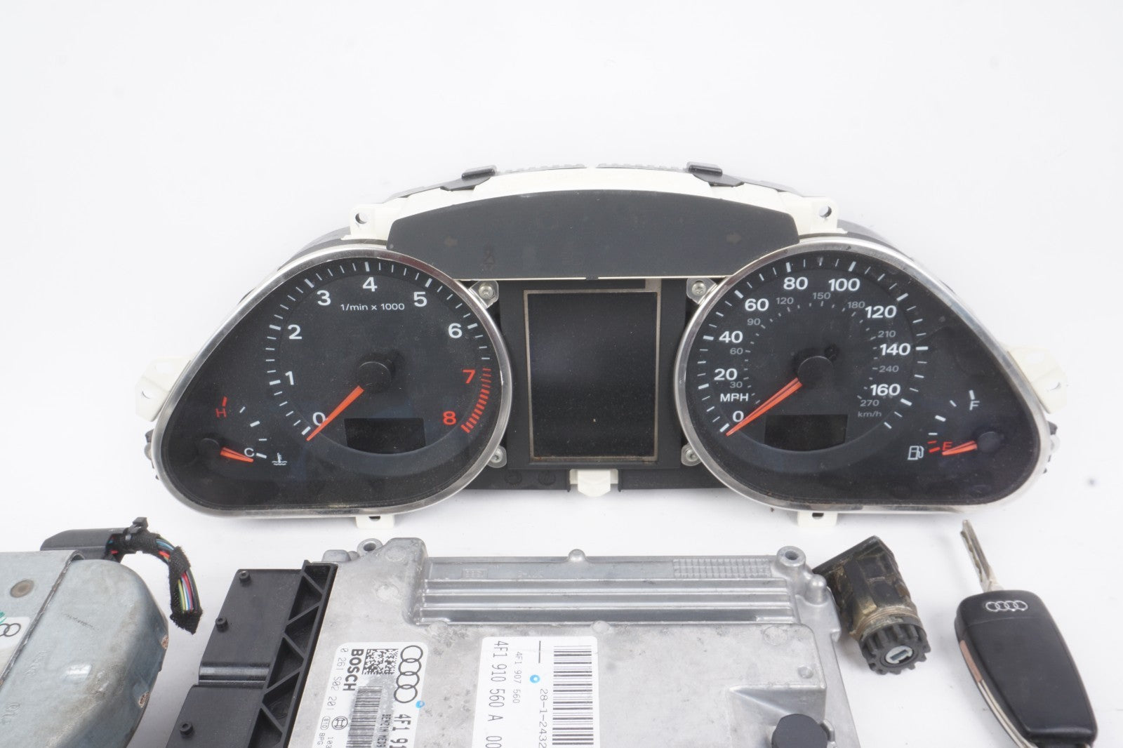 2007 2008 Audi A6 4.2L Ignition Set Key Lock Module Instrument Cluster OEM