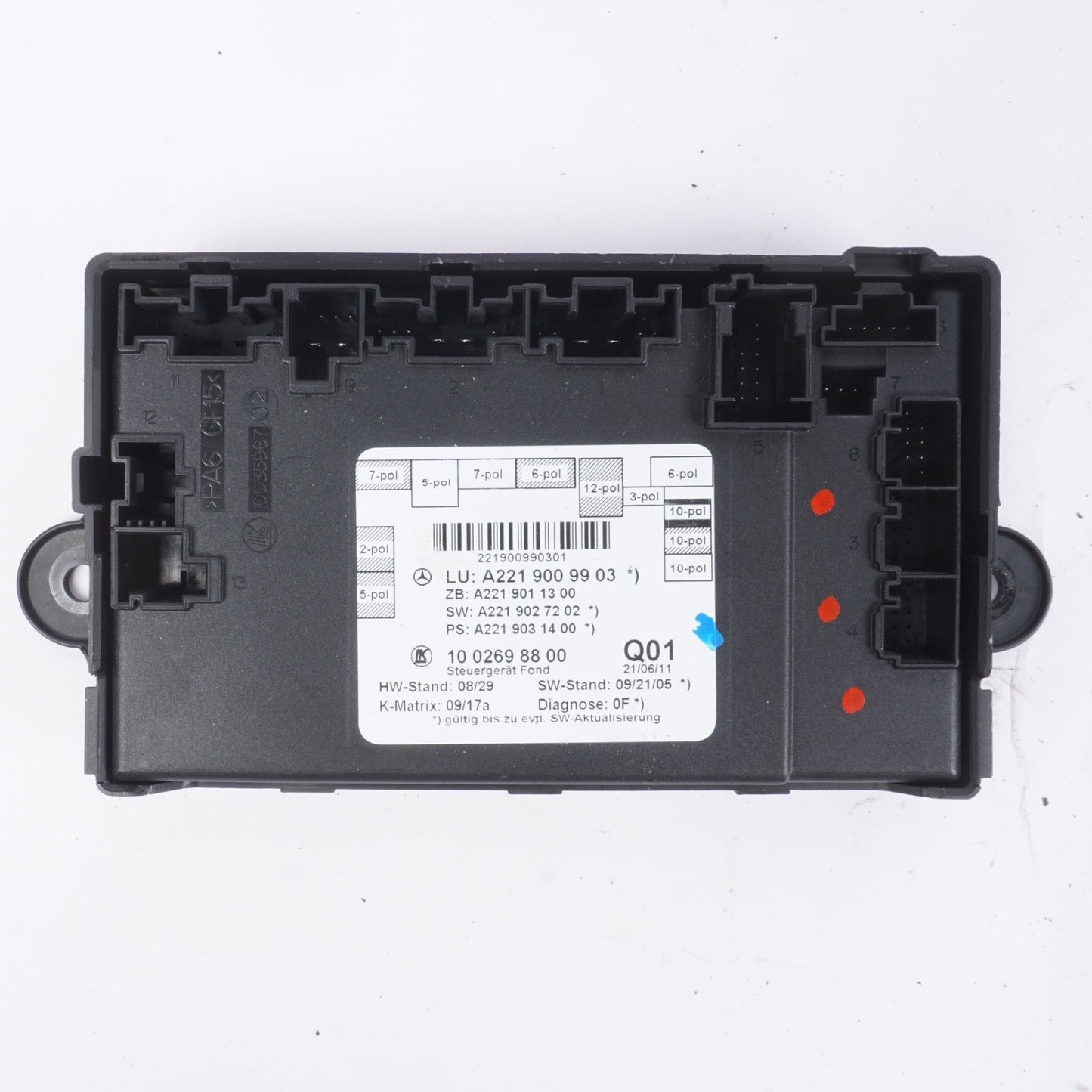 07-13 Mercedes W221 S550 S65 AMG Rear Door Control Module 2219009903 OEM