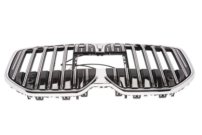 For 2023 BMW 7 Series G70 Glossy Chrome LED Front Bumper Grill Grille Trim