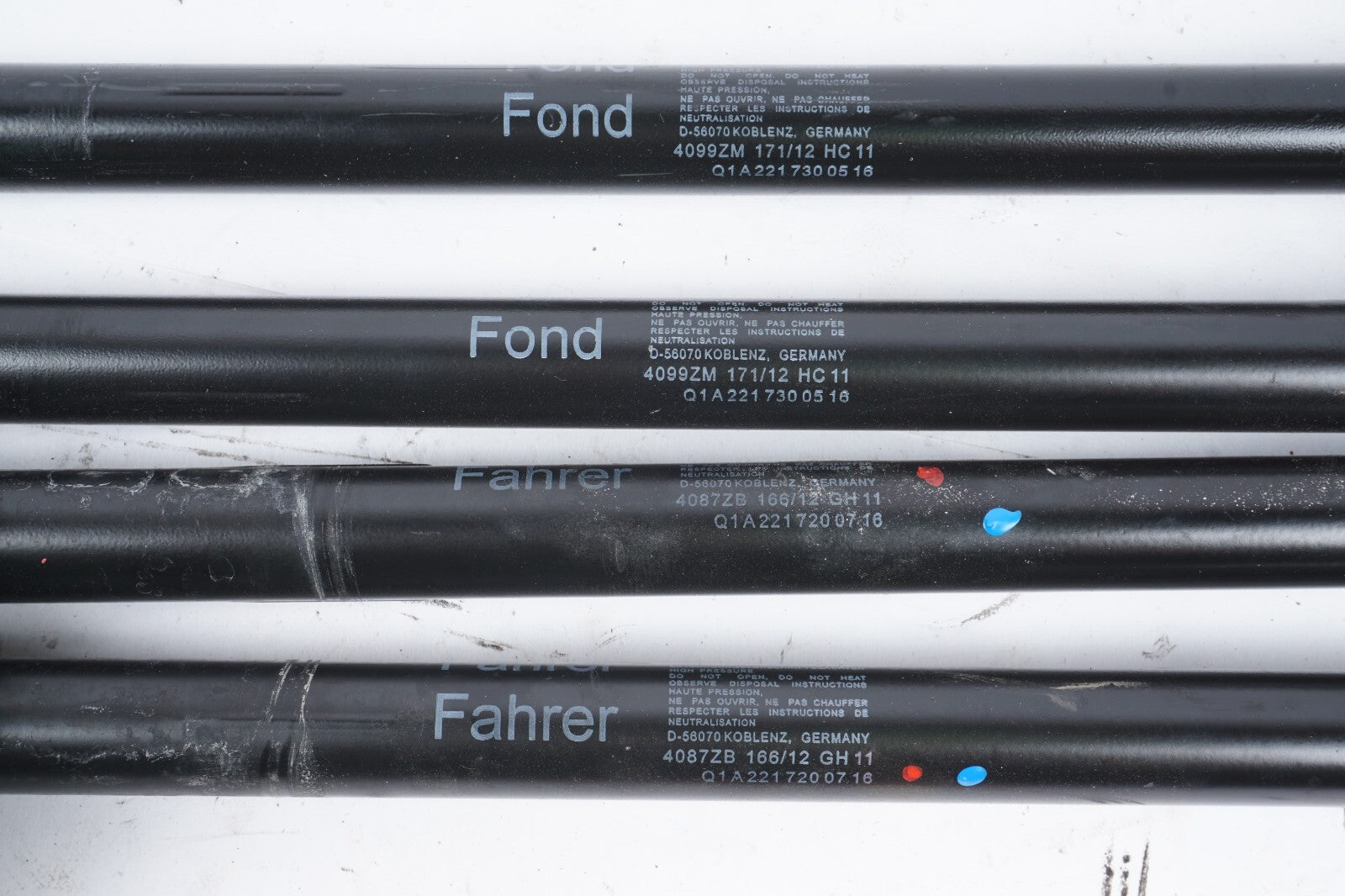07-13 Mercedes W221 S550 S63 AMG Door Hinge Shock Strut Set Of 4 OEM