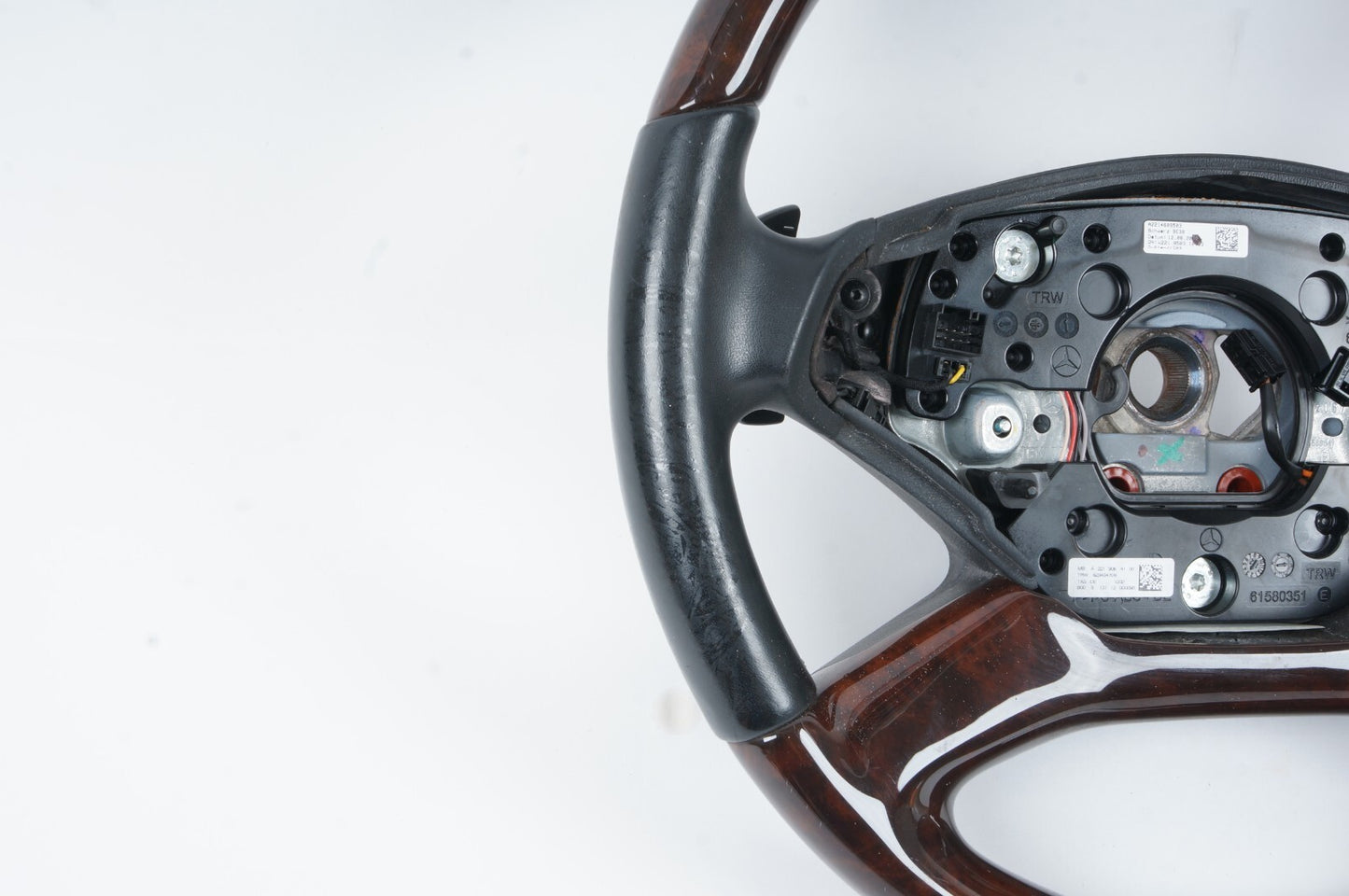 2010-2014 MERCEDES W221 S550 STEERING WHEEL WOOD TRIM BLACK W/ PADDLE OEM