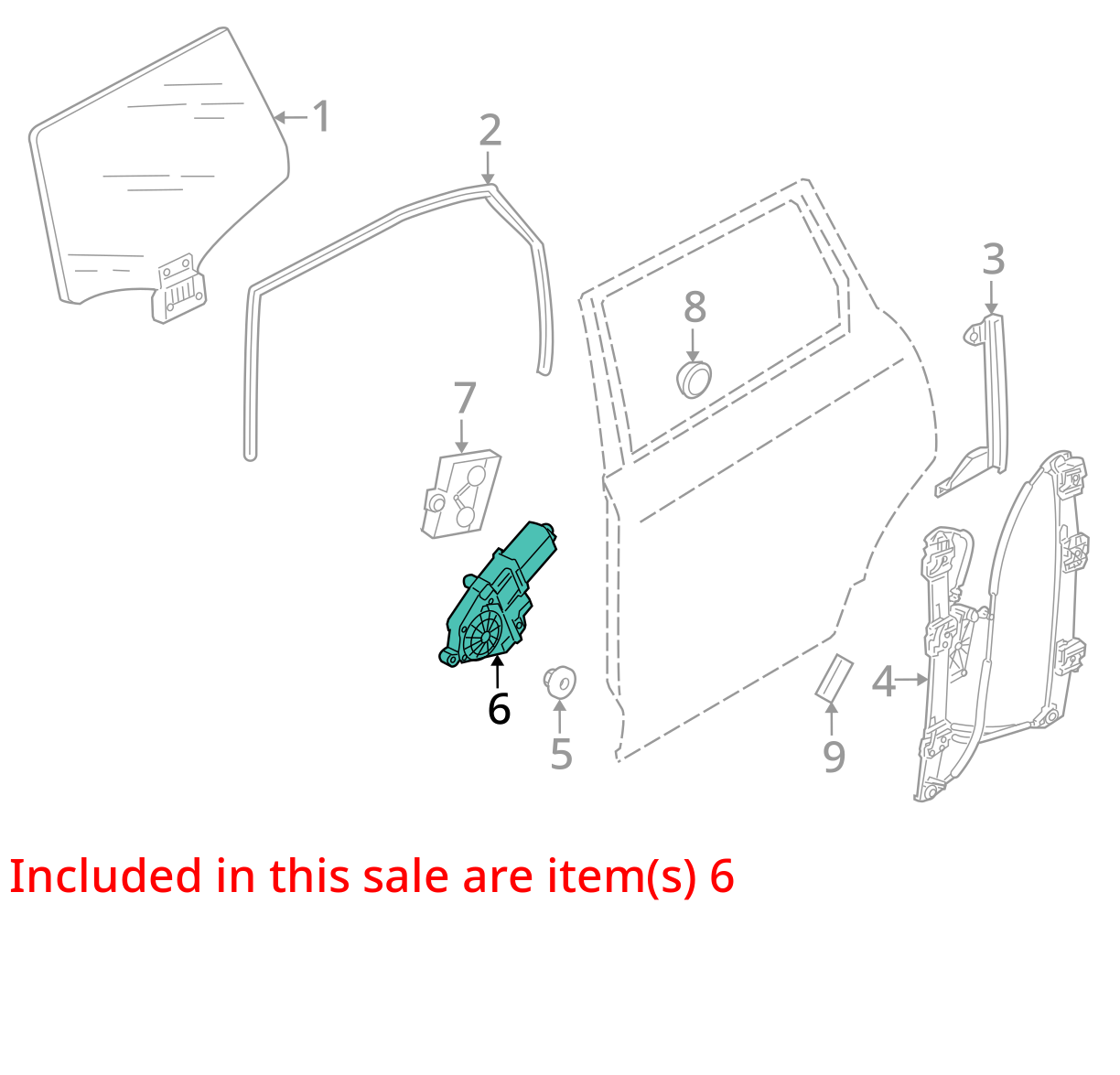 2007 - 2009 AUDI Q7 REAR LEFT DRIVER SIDE WINDOW REGULATOR & MOTOR OEM
