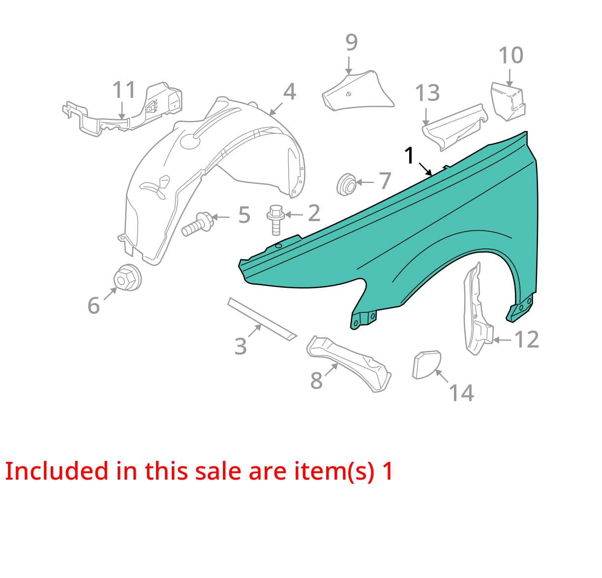 2006 - 2013 Volvo C70 Right Passenger Side Fender Cover