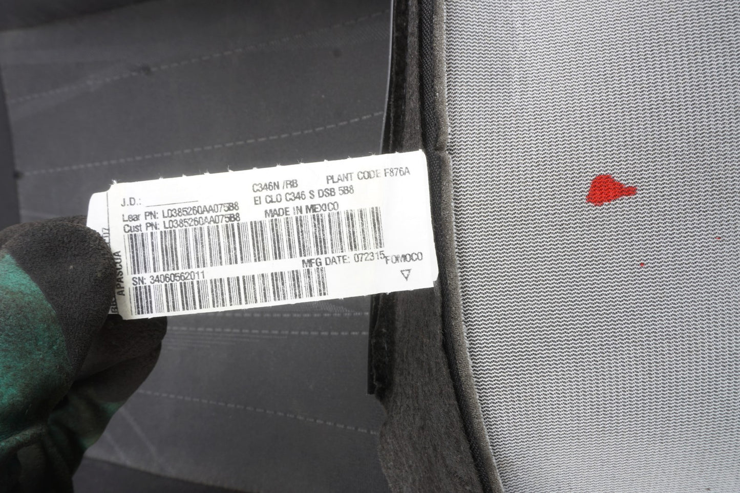 2015-2018 Ford Focus Front Left Driver Seat Back Cushion Cover Upper OEM
