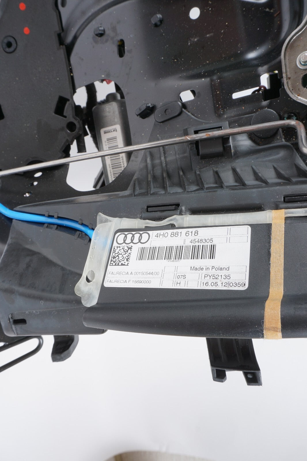 11-17 AUDI A8 A8L S8 FRONT RIGHT PASSENGER SEAT TRACK RAIL  OEM