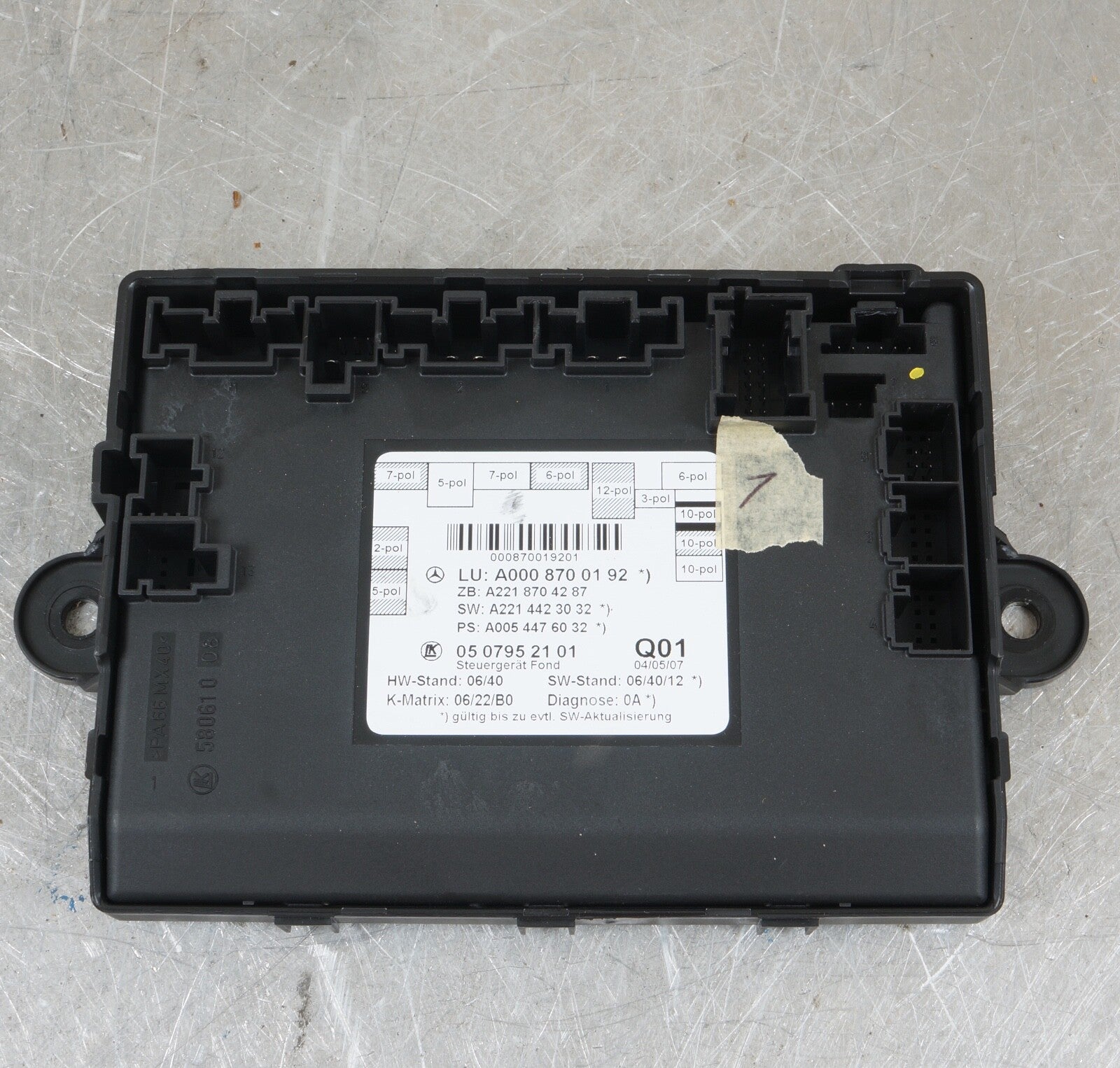 2007-2013 Mercedes Benz S Class W221 Door Computer Control Module Rear