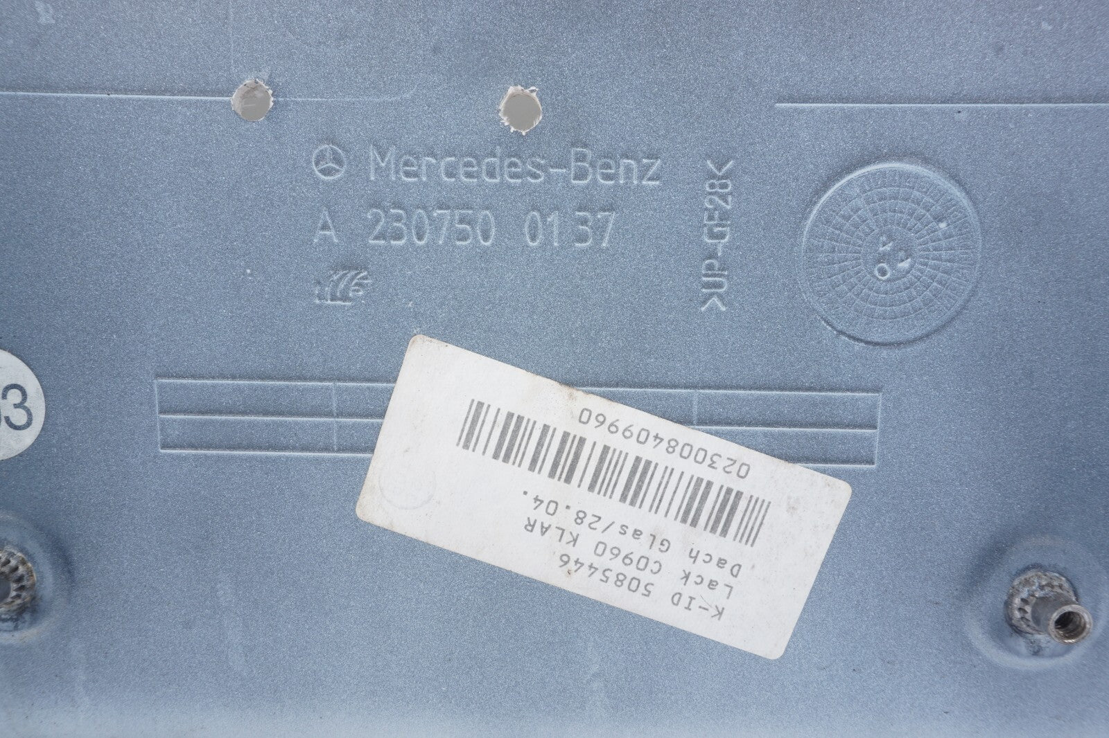 03-12 Mercedes R230 SL500 SL550 SL55 AMG Trunk Lid License Plate Holder OEM