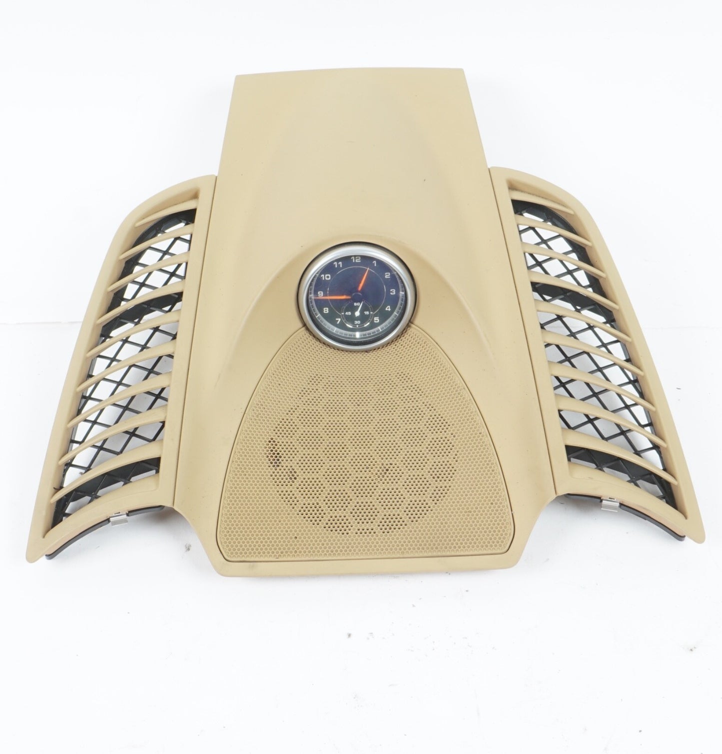 11-16 PORSCHE CAYENNE UPPER CENTER DASH SPEAKER GRILL W/CLOCK ID 7P5858189A