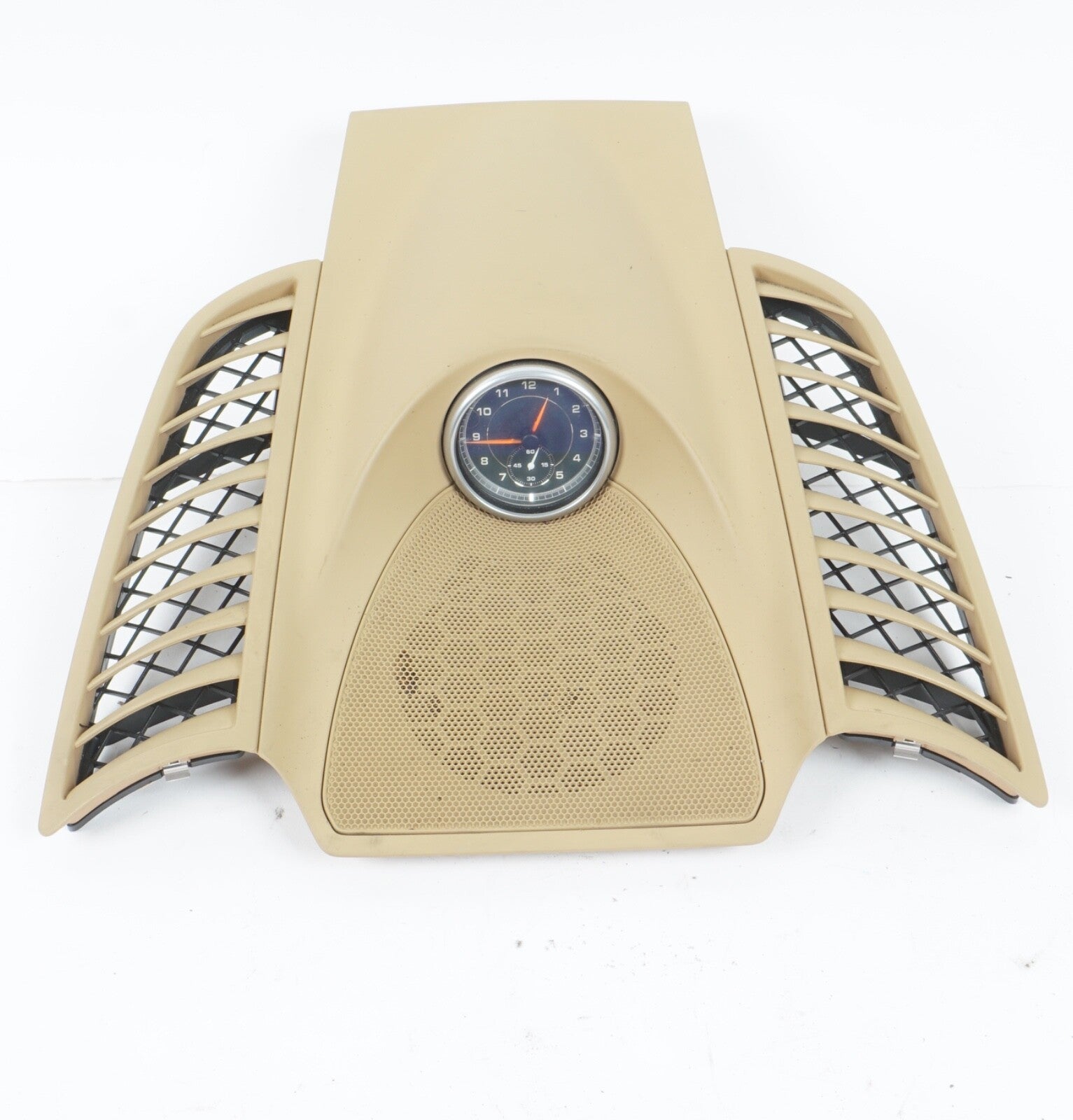 11-16 PORSCHE CAYENNE UPPER CENTER DASH SPEAKER GRILL W/CLOCK ID 7P5858189A
