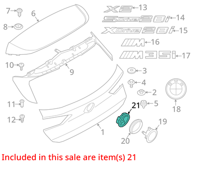 18-23 OEM BMW F39 X2 Trunk Lid Boot Door Emblem Release Button Handle Logo