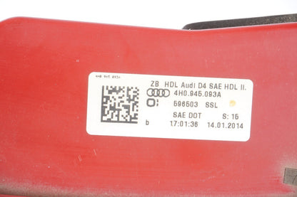 12-14 AUDI A8L A8 TAIL LIGHT INNER REAR LEFT DRIVER SIDE   OEM