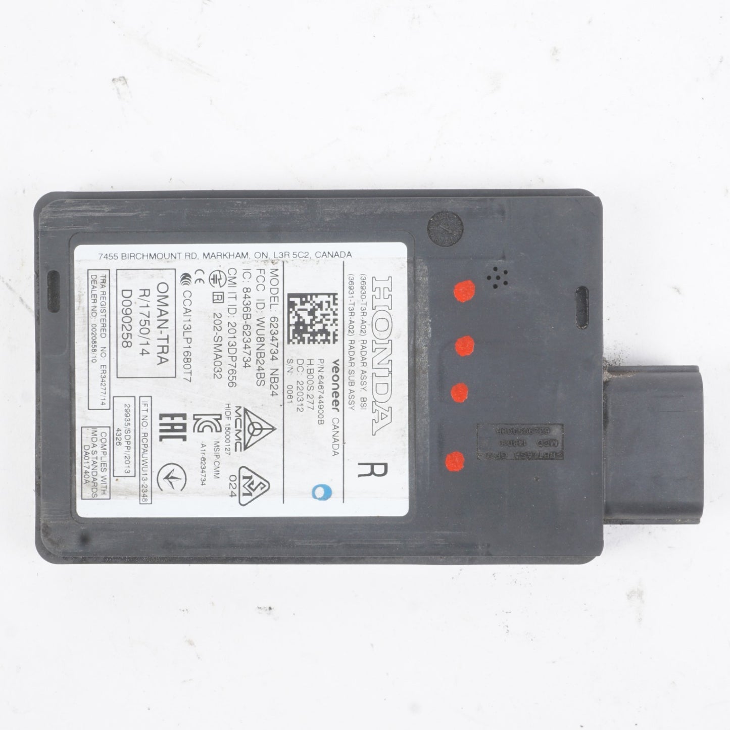 19-2022 Acura ILX Rear Blind Spot Radar Distance Sensor Right 36930-T3R-A02 OEM
