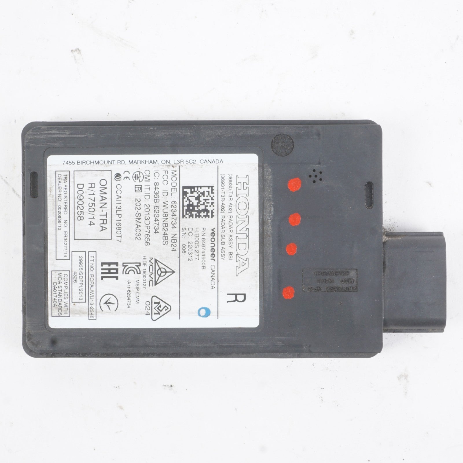 19-2022 Acura ILX Rear Blind Spot Radar Distance Sensor Right 36930-T3R-A02 OEM