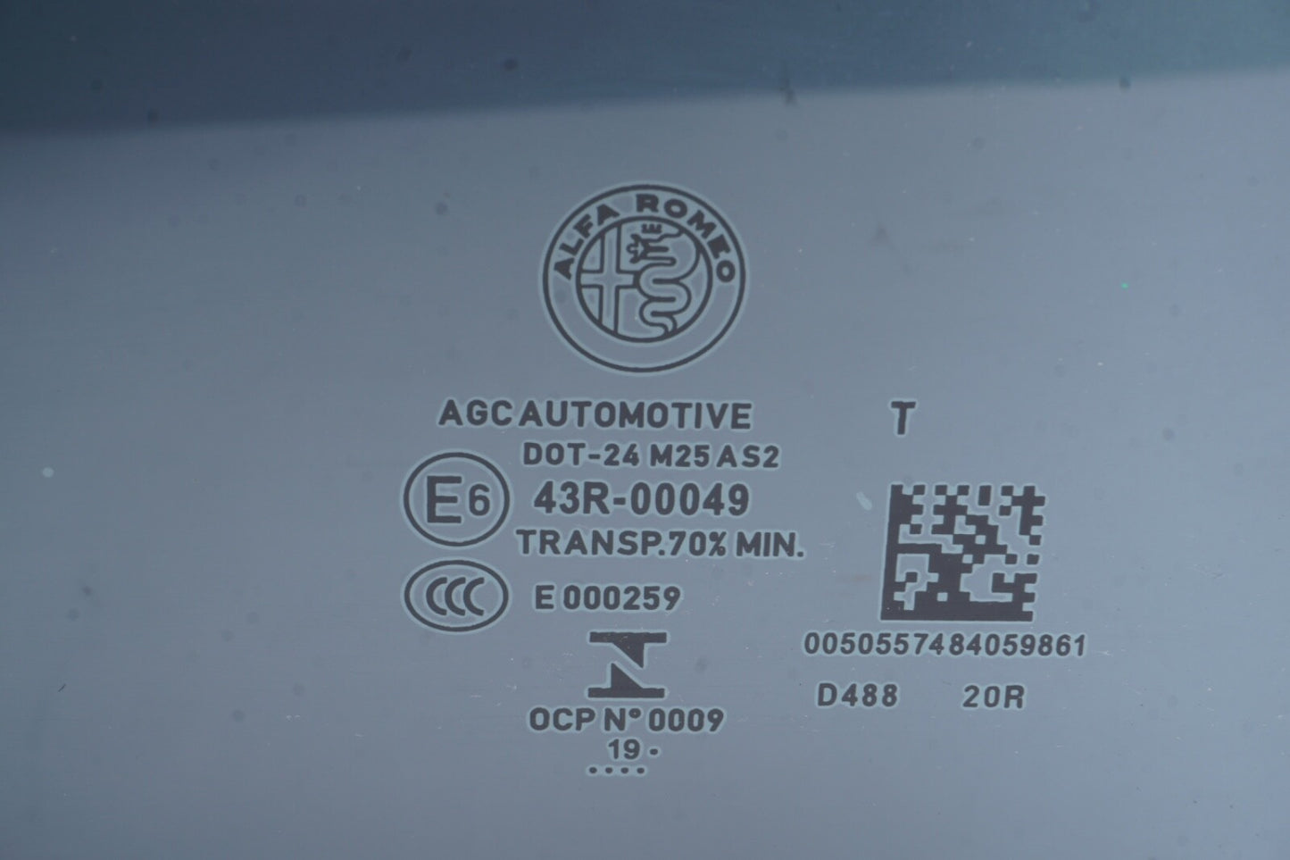 2017-2024 ALFA ROMEO GIULIA REAR RIGHT SIDE DOOR PANEL WINDOW GLASS OEM