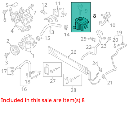 2007 - 2009 AUDI Q7 3.6L POWER STEERING FLUID RESERVOIR BOTTLE W/ CAP OEM