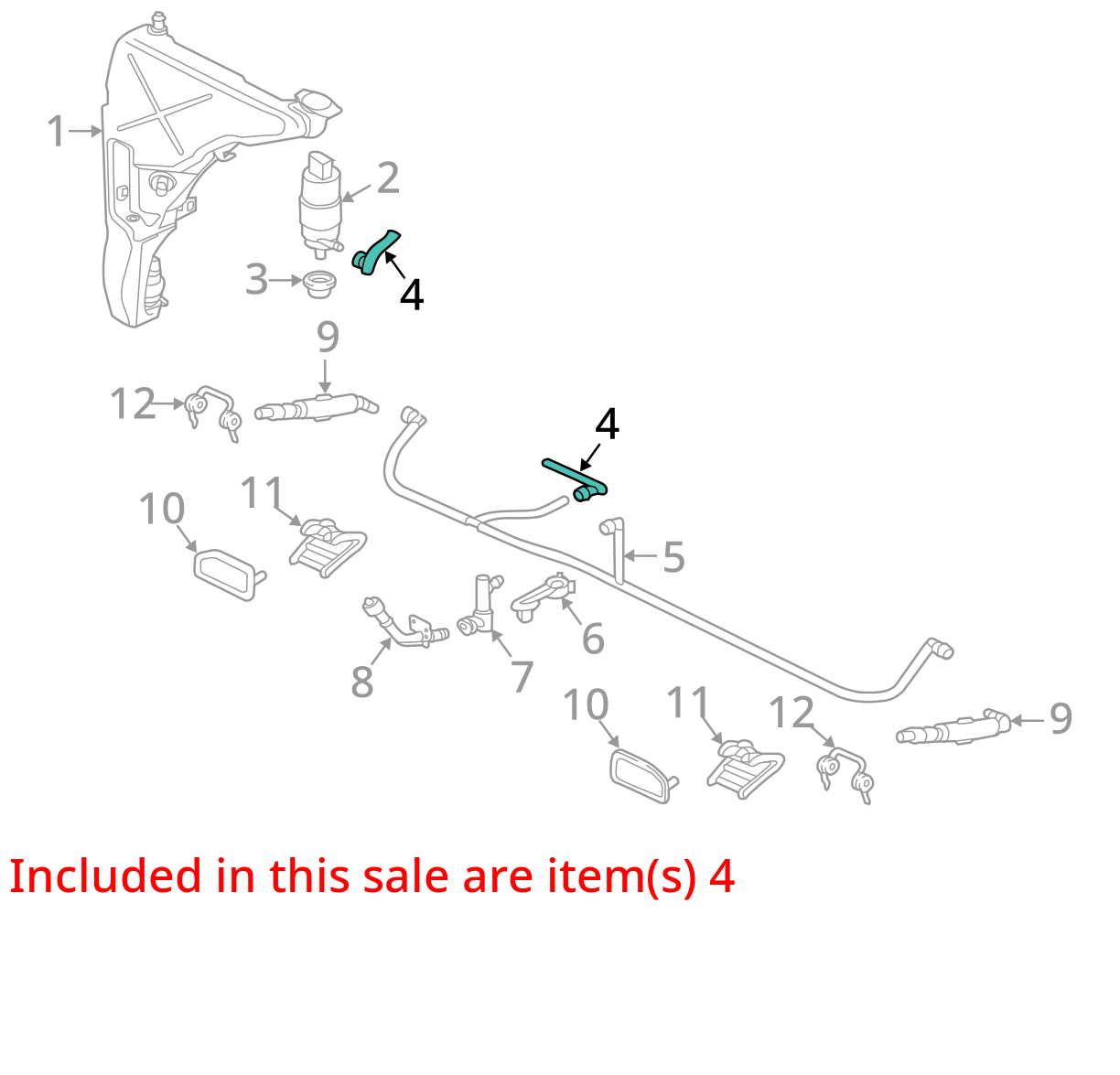 2013 - 2018 Audi A8 Headlight Washer Hose Line  OEM