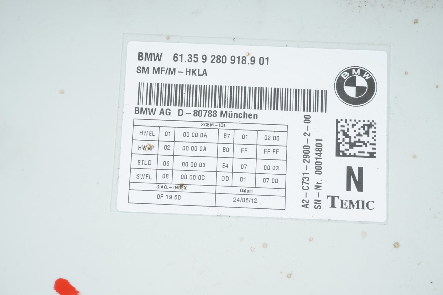 2012 - 2018 BMW 650i 640i FRONT RIGHT PASSENGER SEAT CONTROL MODULE OEM