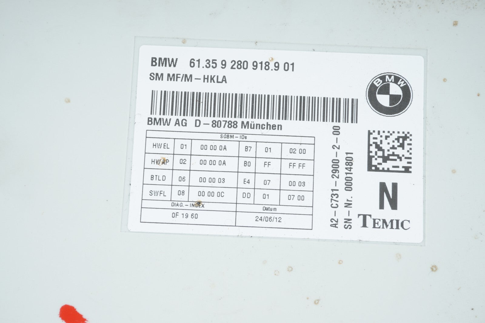 2012 - 2018 BMW 650i 640i FRONT RIGHT PASSENGER SEAT CONTROL MODULE OEM