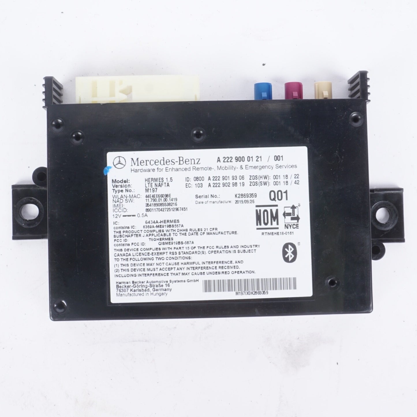 2017 - 2020 MERCEDES-BENZ GLA250 2.0L - Telematics Communication Control Module