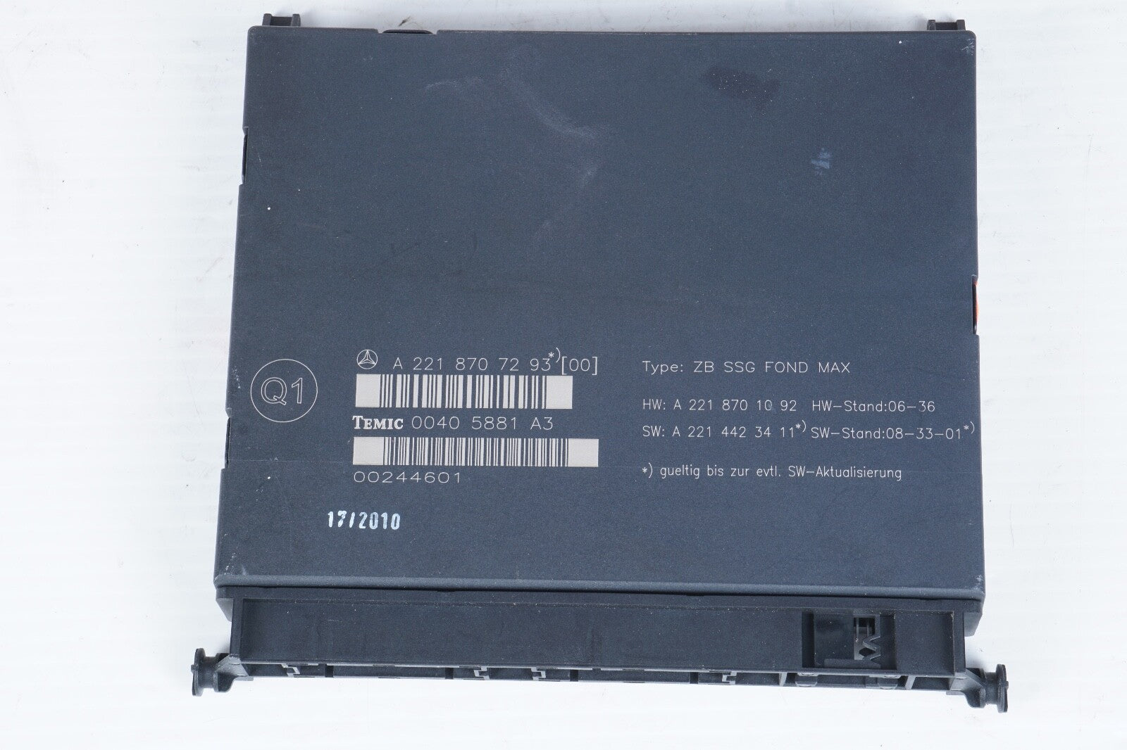 07-13 Mercedes W221 S63 AMG S550 Rear Seat Control Unit Module 2218702987 OEM