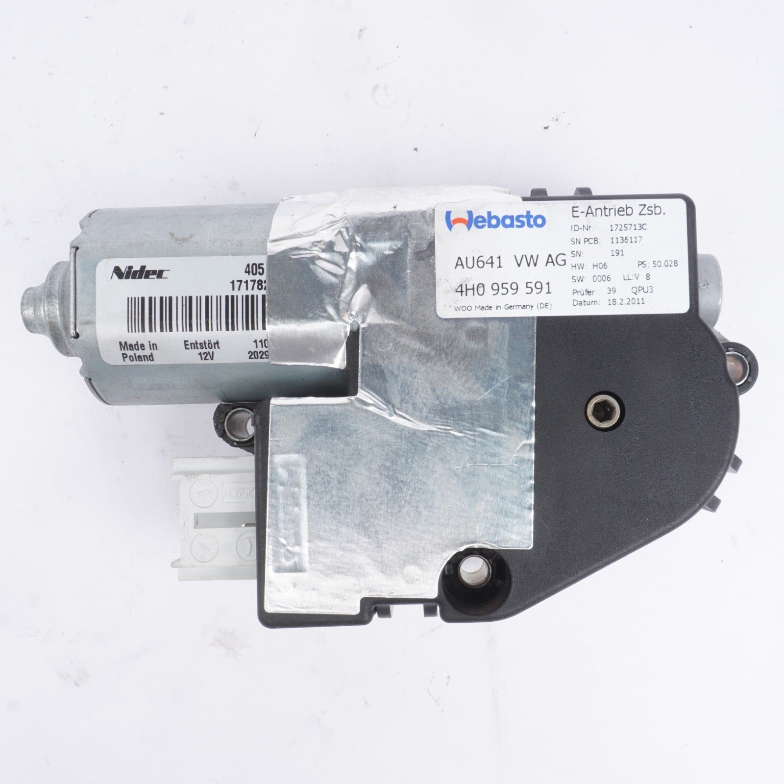 11-18 Audi A8L Quattro Sunroof Motor Without Panorama Roof 4H0959591 OEM