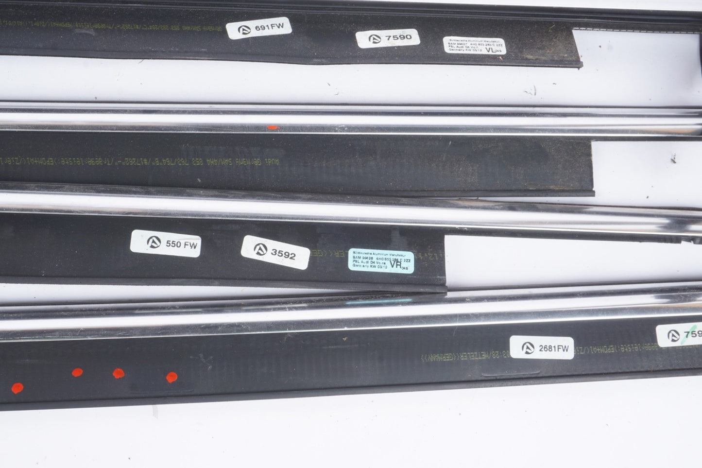 2011-2017 Audi A8L D4 Front Rear Left  Right Door Window Belt Molding Trim  SET