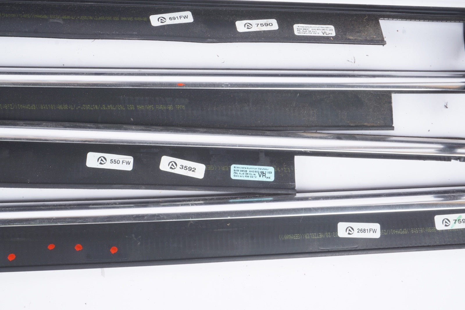 2011-2017 Audi A8L D4 Front Rear Left  Right Door Window Belt Molding Trim  SET