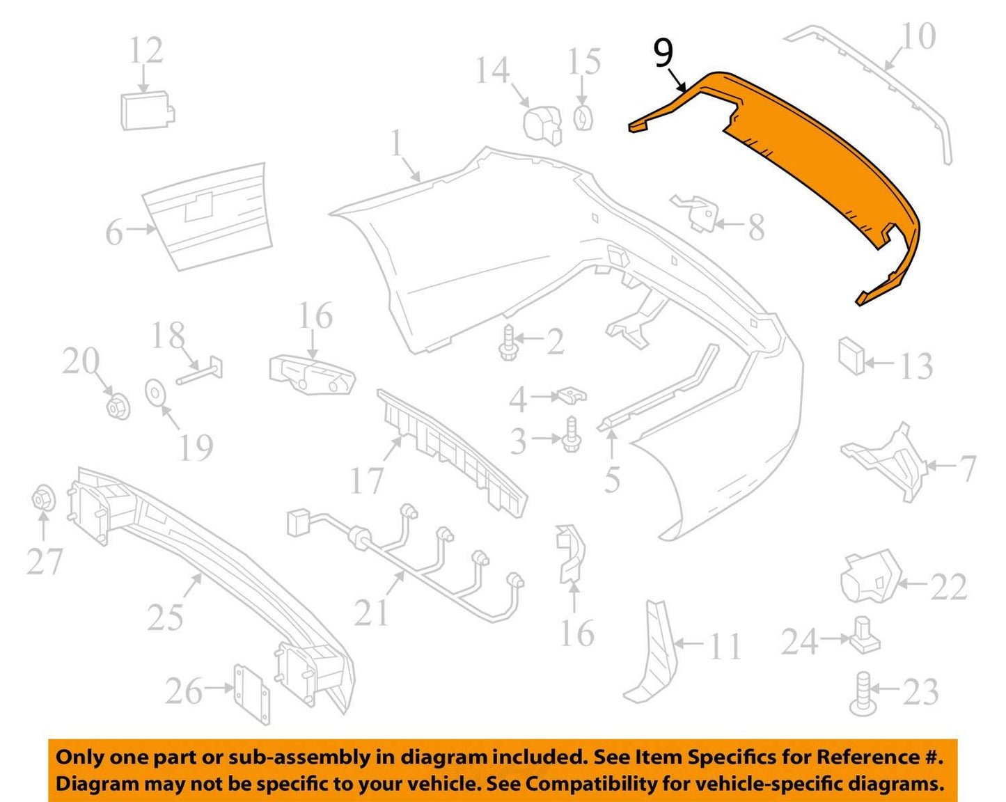 14-17 MERCEDES W207 COUPE CONVERTIBLE E350 E400 E550 REAR BUMPER LOWER COVER